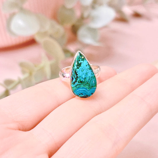 Chrysocolla Malachite 925 Sterling Silver Ring - Size 7