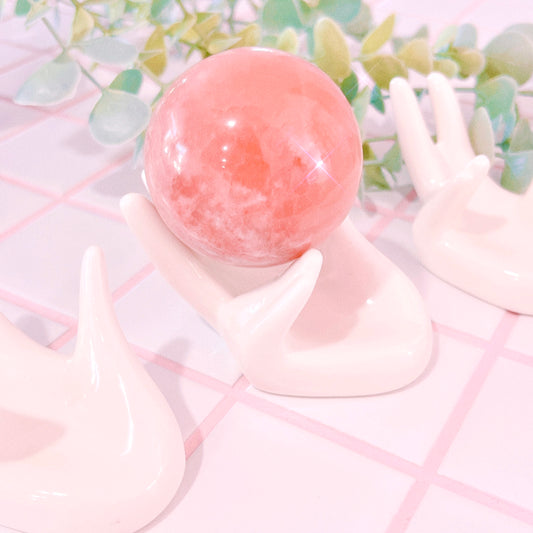 White Ceramic Hand Sphere Holder