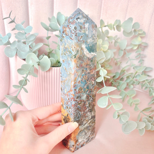 Moss Agate (colourful) Tower