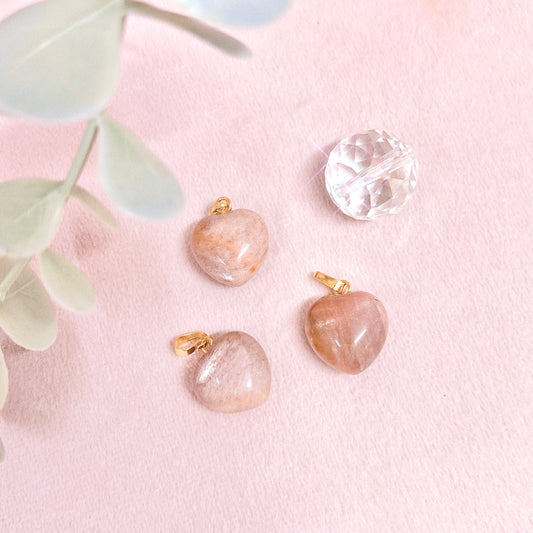 Peach Moonstone Puffy Heart Pendant