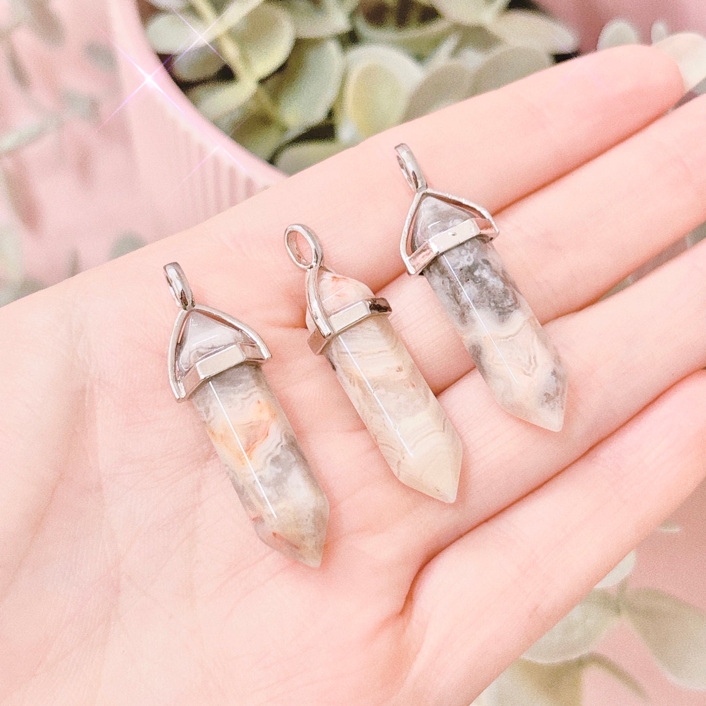 Crazy Lace Agate Point Pendant