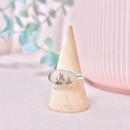 Dendritic Agate 925 Sterling Silver Ring - Size 8.5