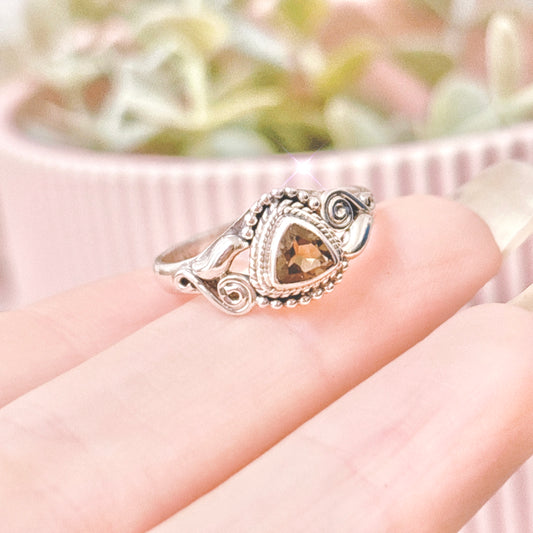 Smoky Quartz 925 Sterling Silver Ring - Size 8