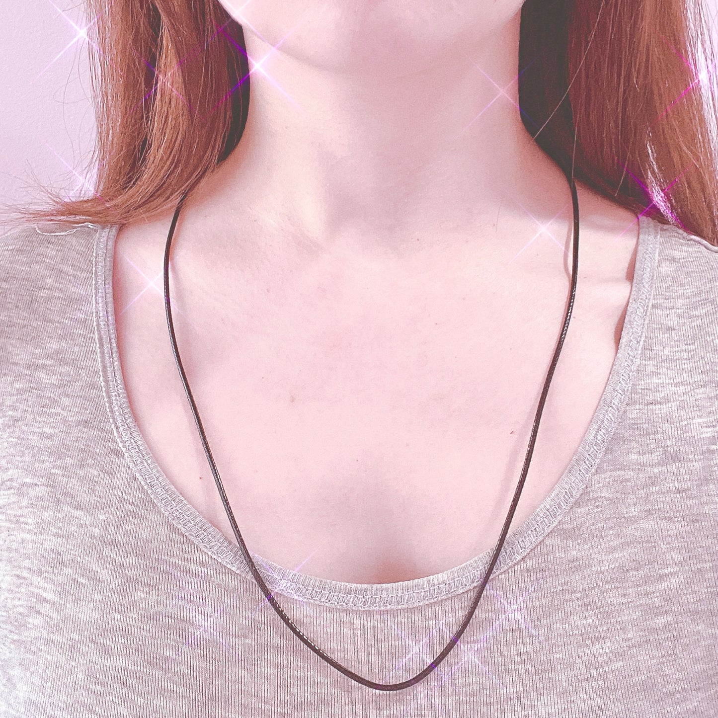 Black Waxed Cord Necklace - 61cm