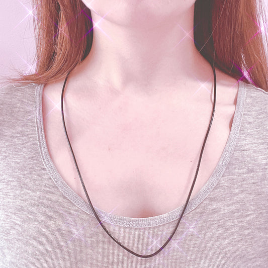 Black Waxed Cord Necklace - 61cm