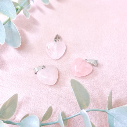 Rose Quartz Puffy Heart Pendant