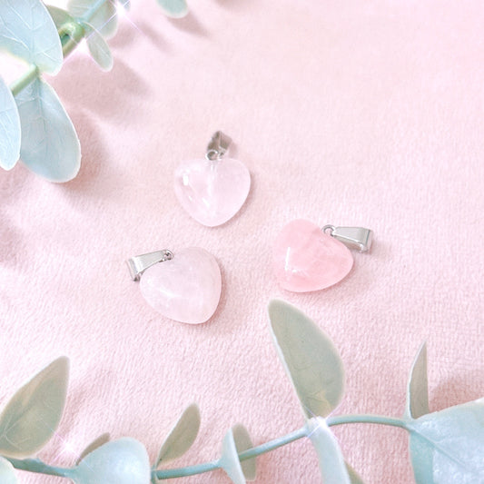 Rose Quartz Puffy Heart Pendant