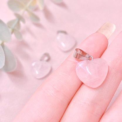 Rose Quartz Puffy Heart Pendant