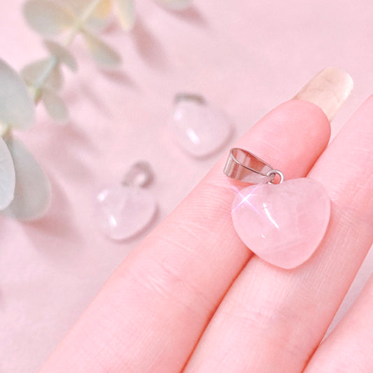 Rose Quartz Puffy Heart Pendant