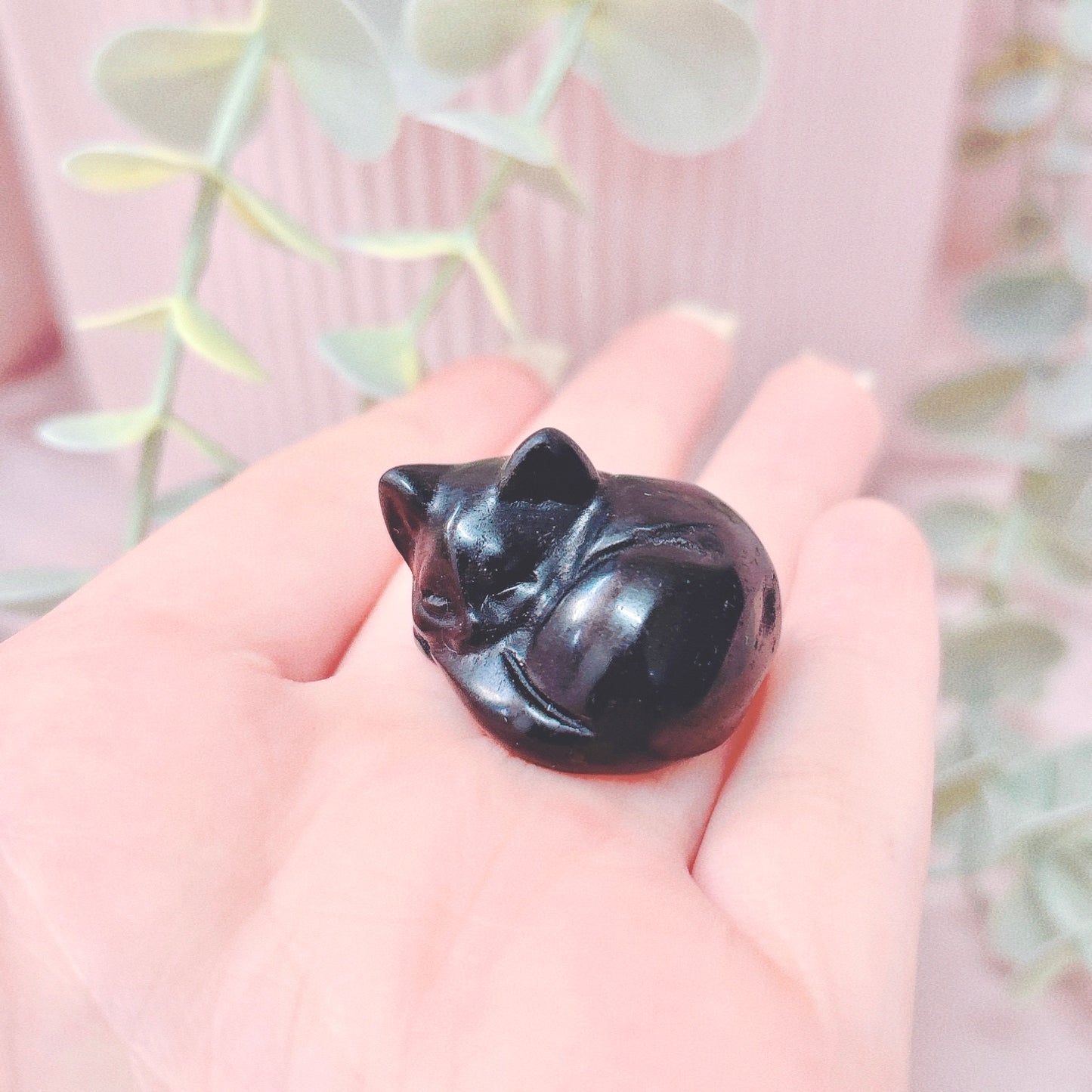 Black Obsidian Sleeping Cat