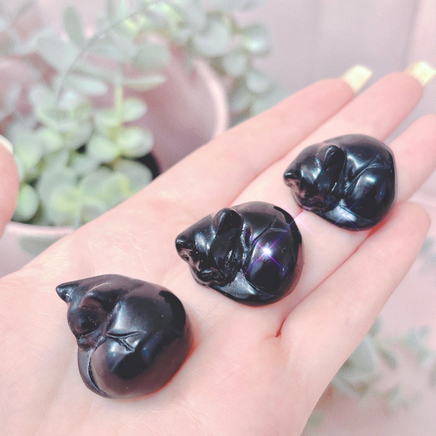 Black Obsidian Sleeping Cat