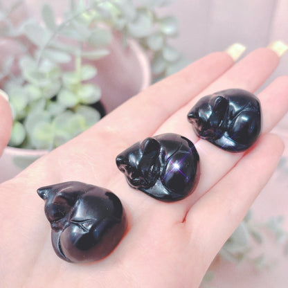 Black Obsidian Sleeping Cat