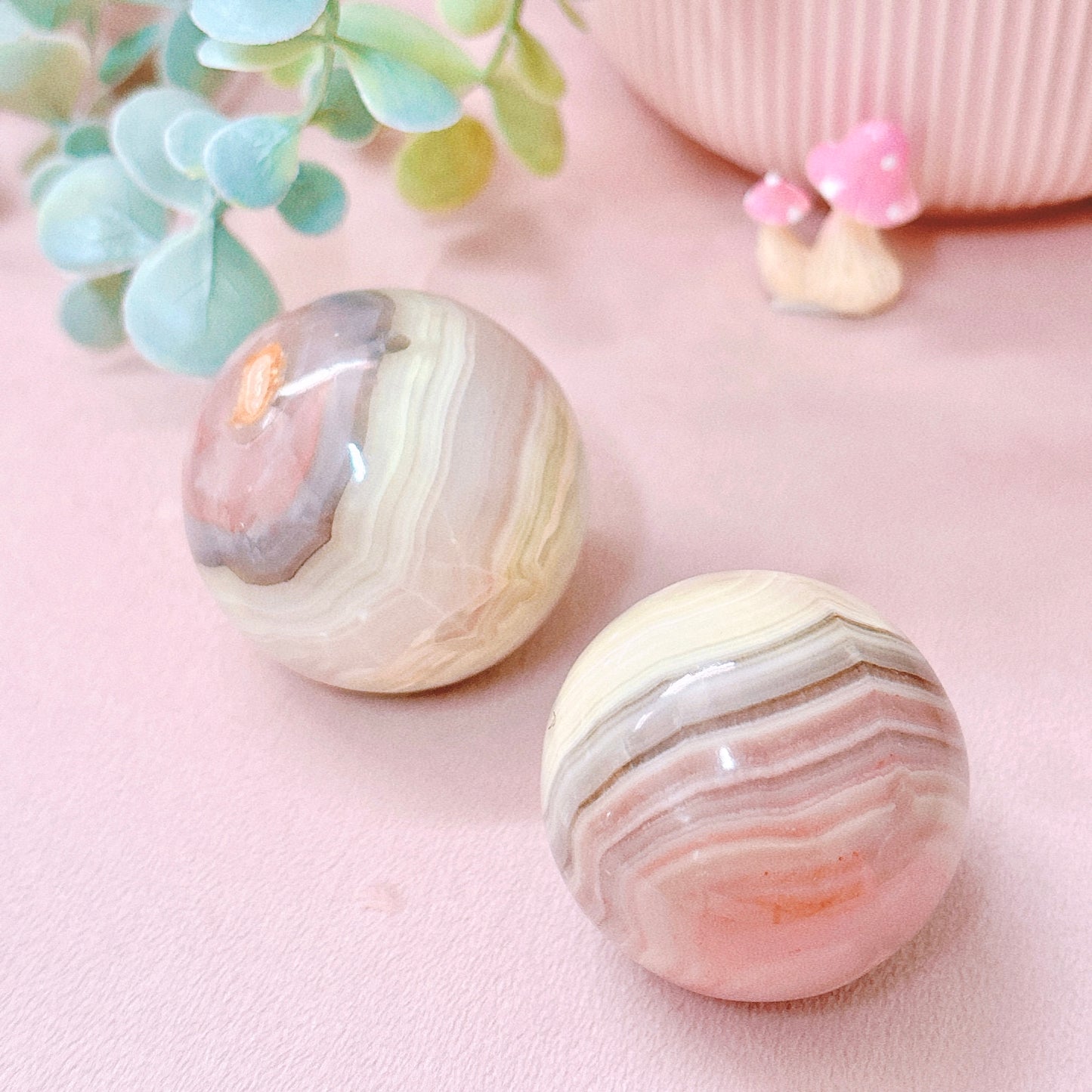 Pink Banded Calcite Sphere