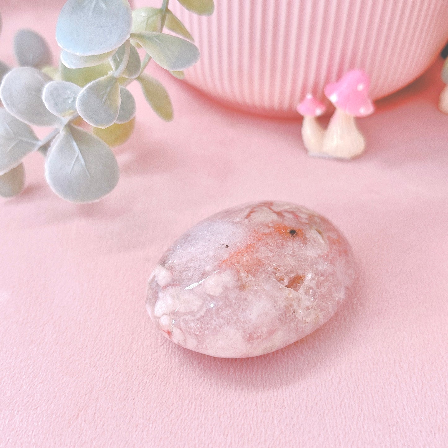 Flower Agate + Pink Amethyst Palm Stone