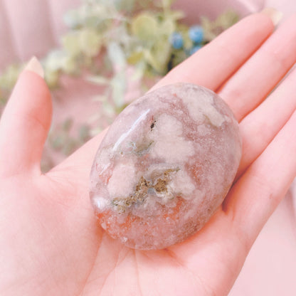 Flower Agate + Pink Amethyst Palm Stone