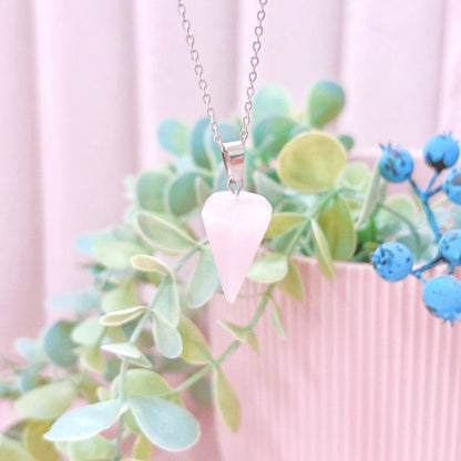 Rose Quartz Pendulum Pendant + Chain