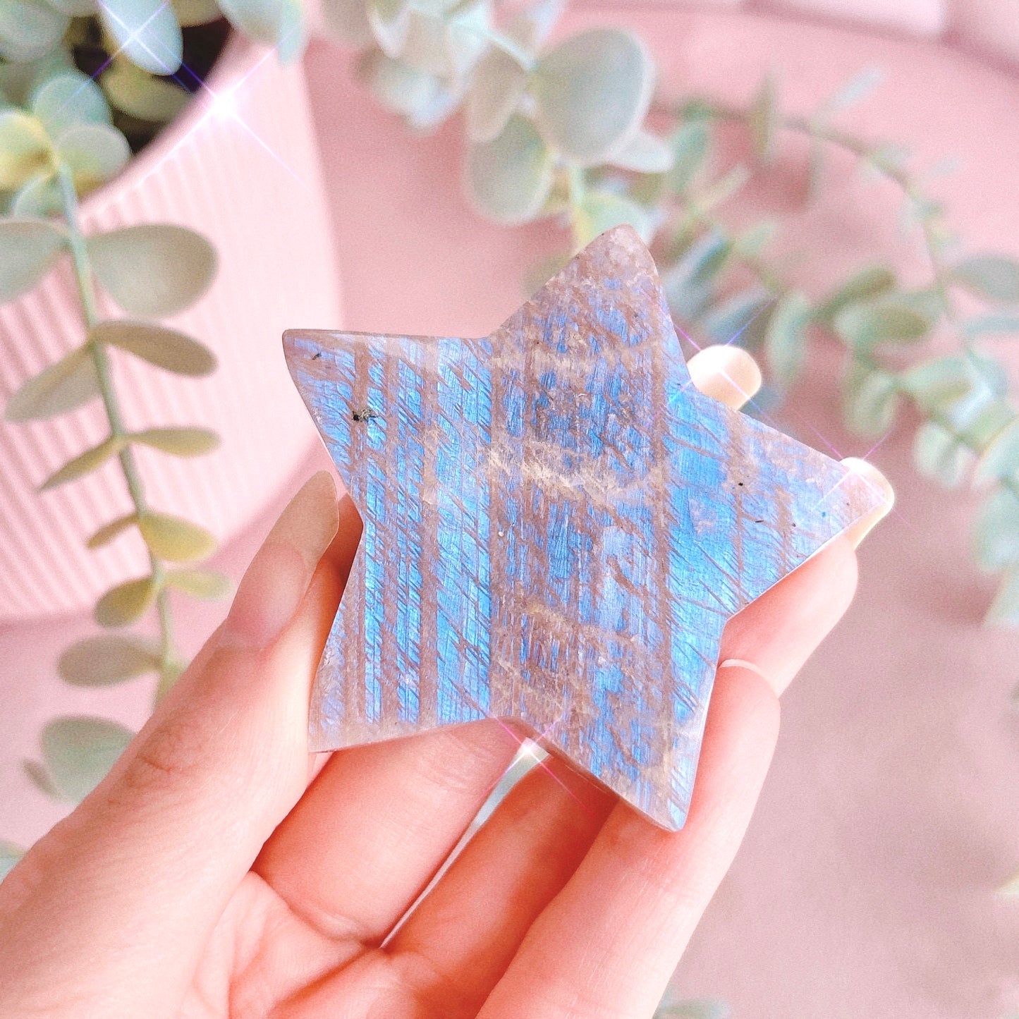 White Moonstone with Sunstone Star