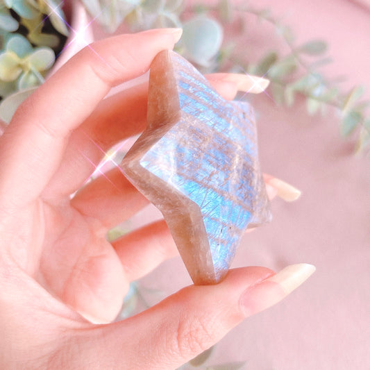 White Moonstone with Sunstone Star