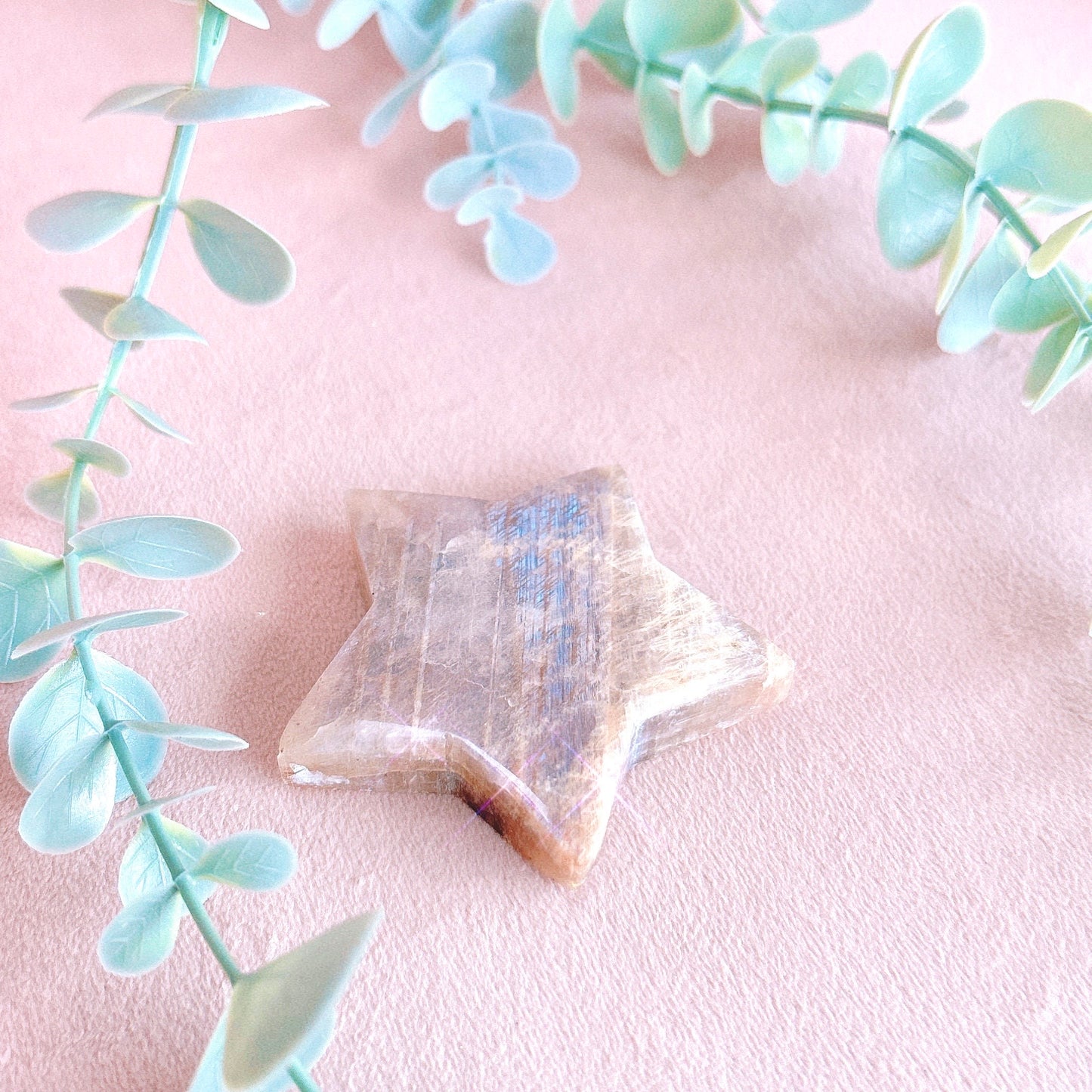 White Moonstone with Sunstone Star