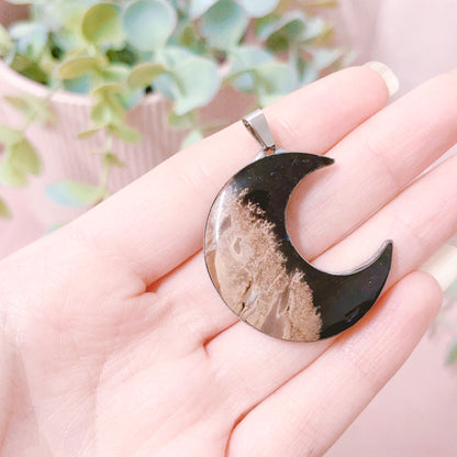 Palm Root 925 Sterling Silver Moon Pendant