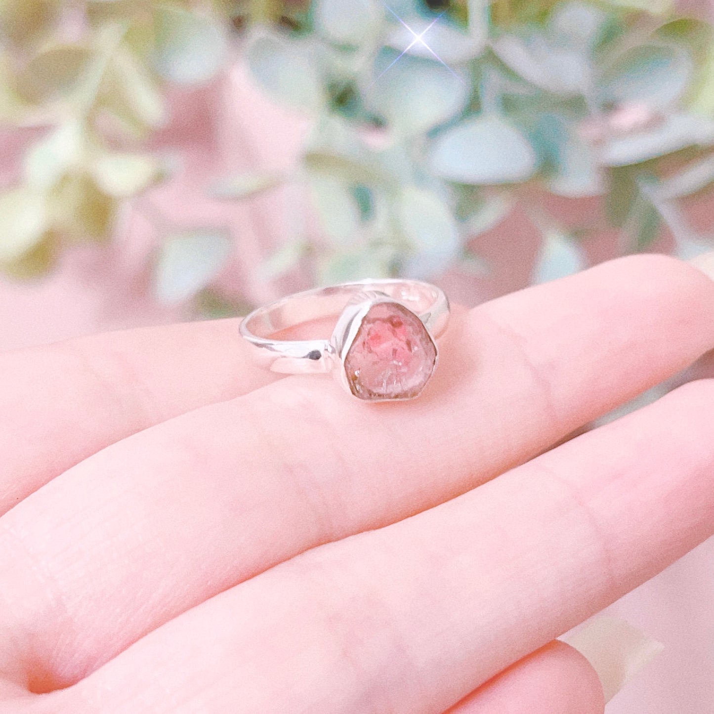 Pink Tourmaline 925 Sterling Silver Ring - Size 7