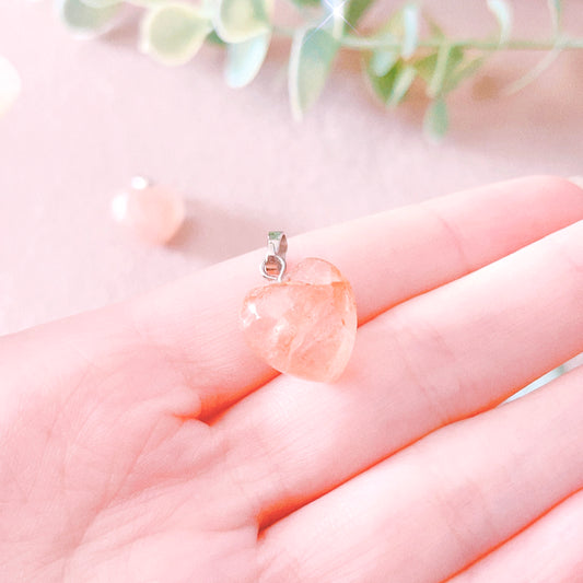 Fire Quartz Puffy Heart Pendant