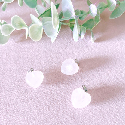 Clear Quartz Puffy Heart Pendant