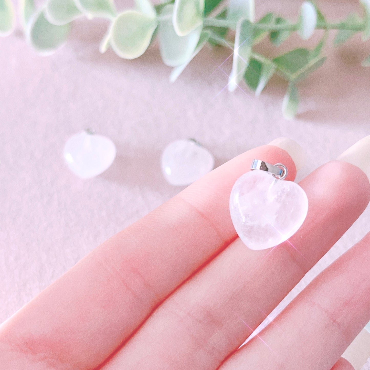 Clear Quartz Puffy Heart Pendant