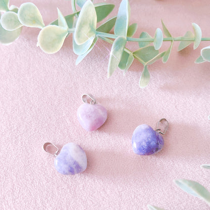 Lepidolite Puffy Heart Pendant