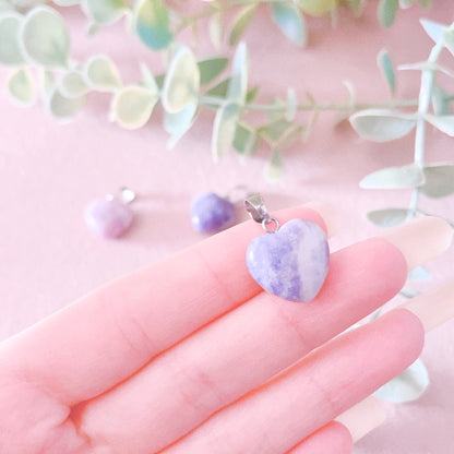 Lepidolite Puffy Heart Pendant