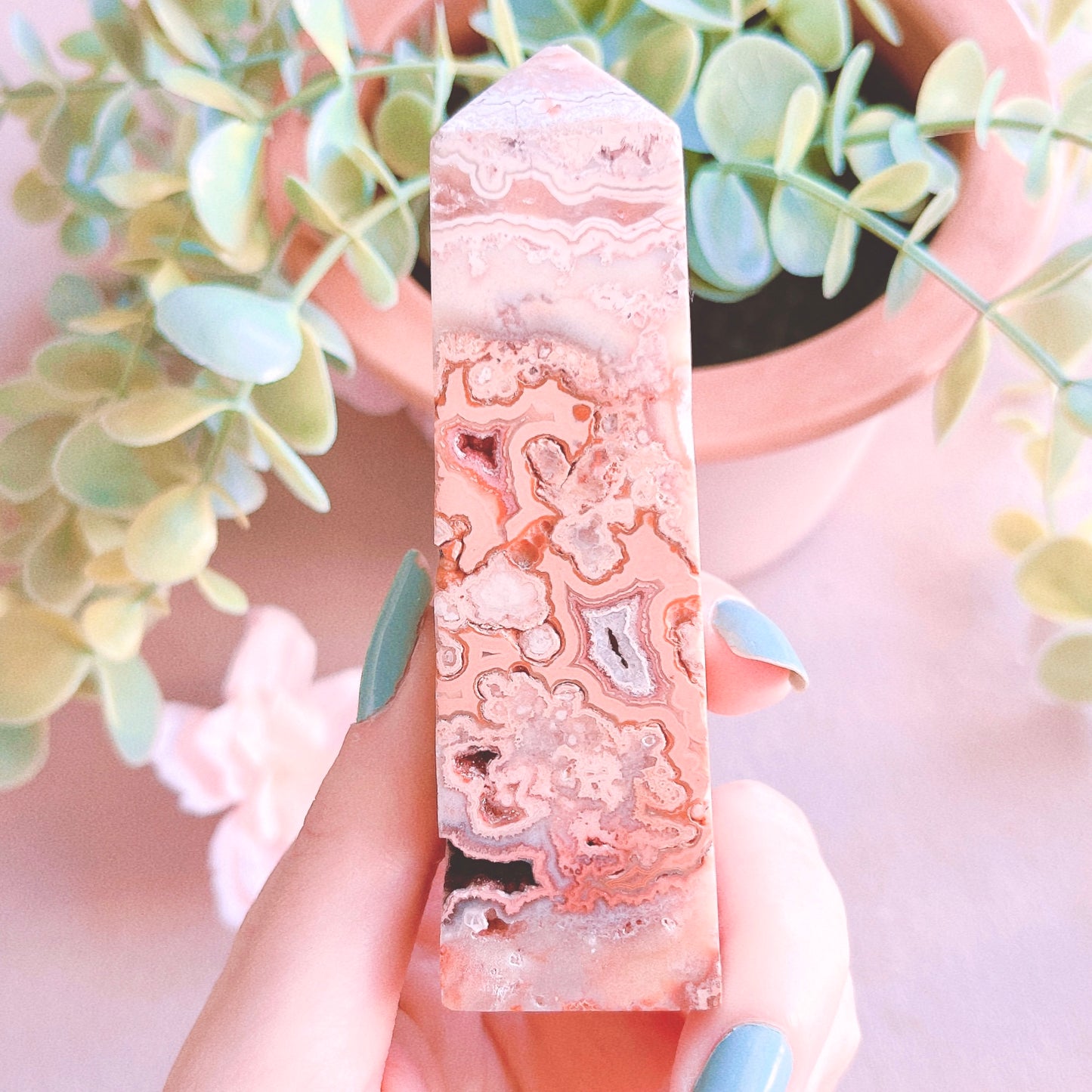 Pink Lace Agate Tower