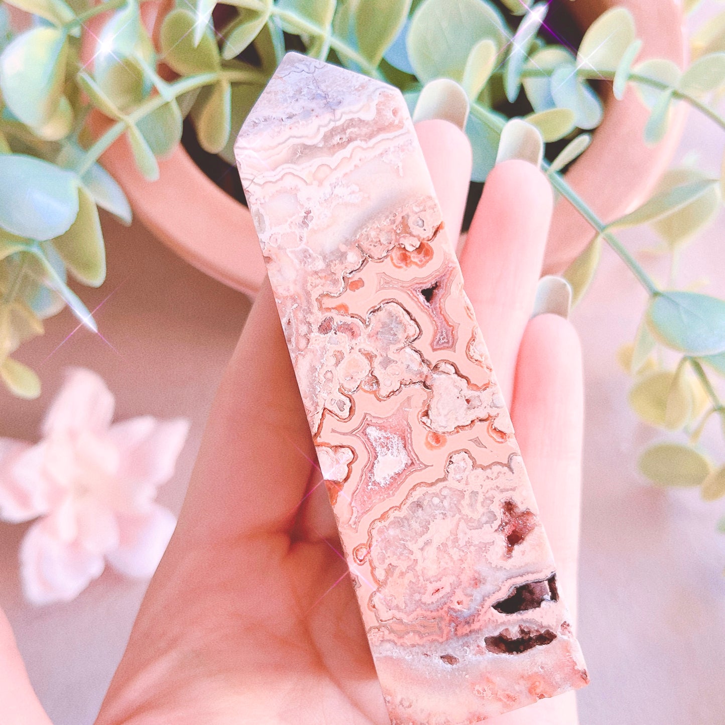 Pink Lace Agate Tower