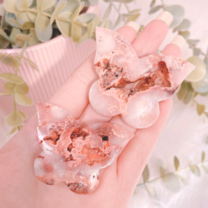 Pink Lace Agate Butterfly