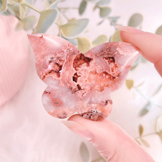 Pink Lace Agate Butterfly