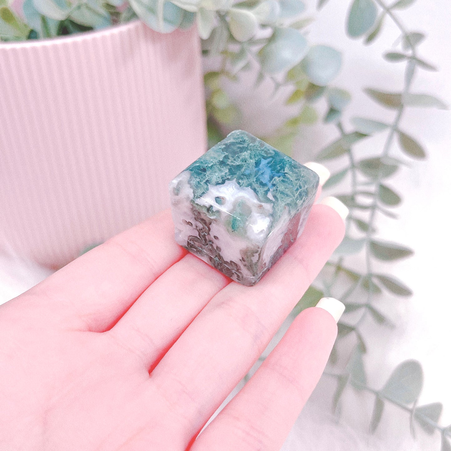 Moss Agate Cube