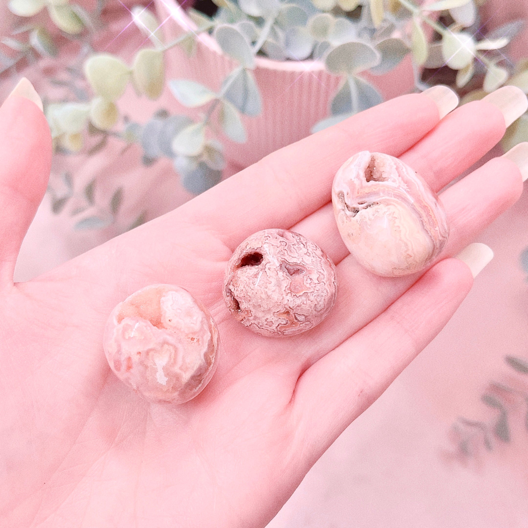 Pink Lace Agate Tumble Love Potion Crystals