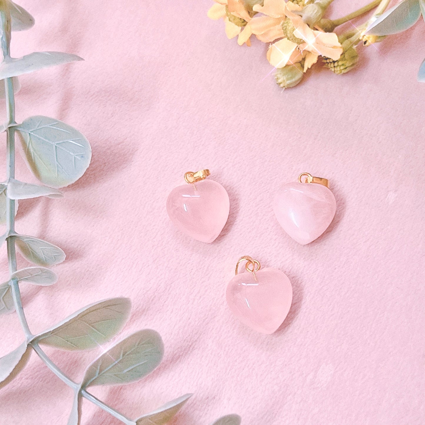 Rose Quartz Puffy Heart Pendant