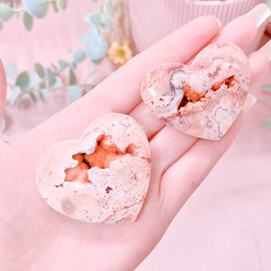 Pink Lace Agate Heart