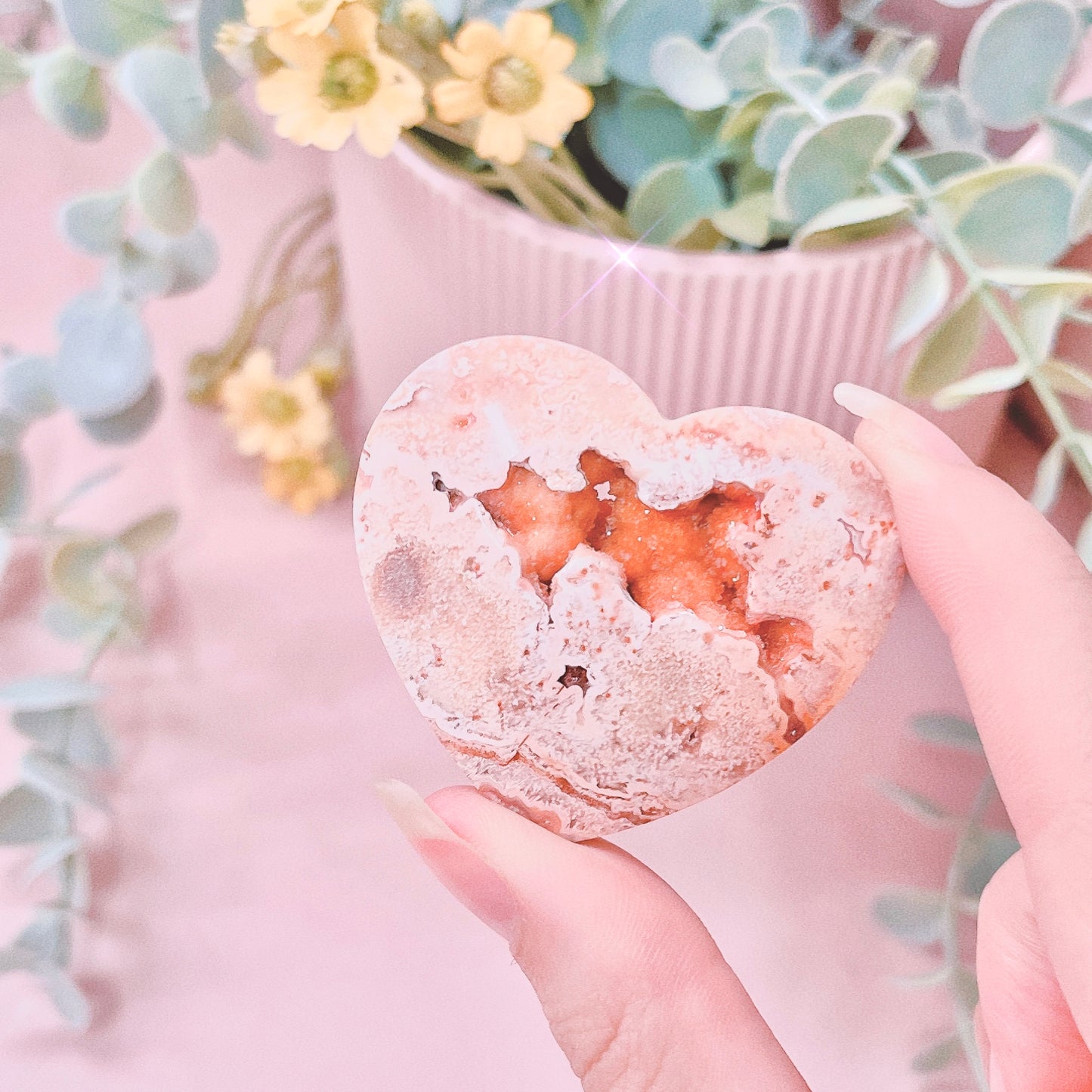 Pink Lace Agate Heart