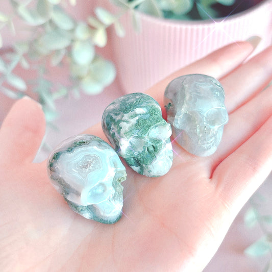 Moss Agate Skull