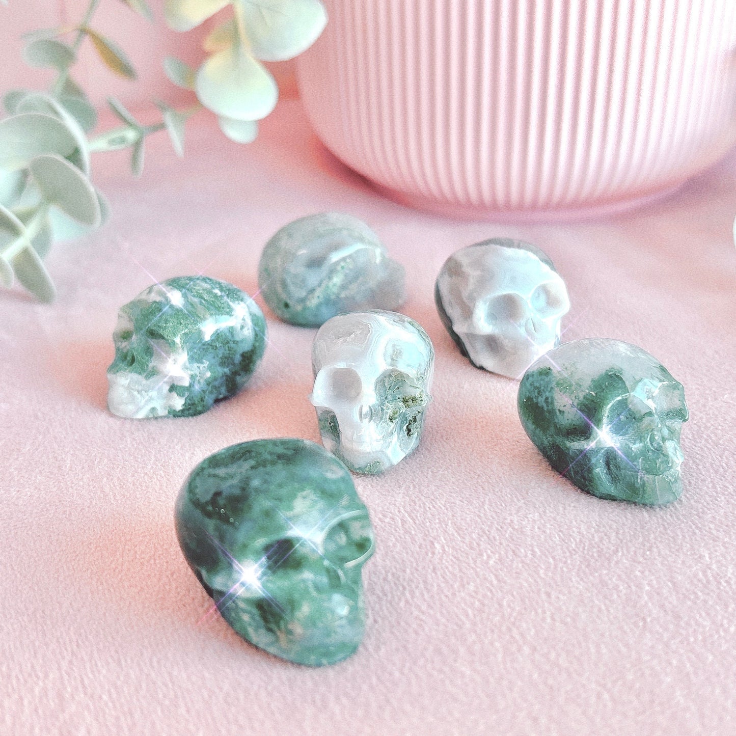 Moss Agate Skull