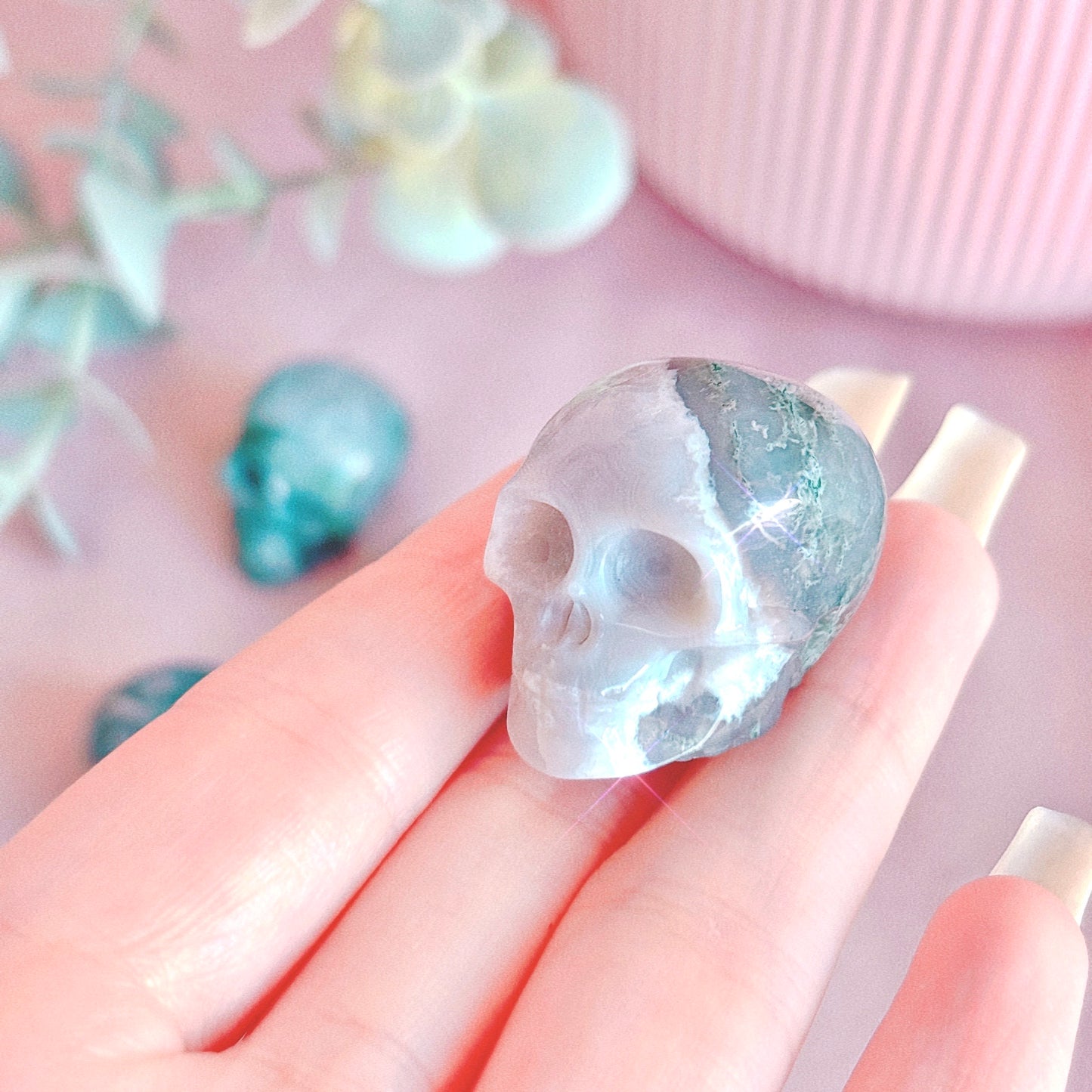 Moss Agate Skull