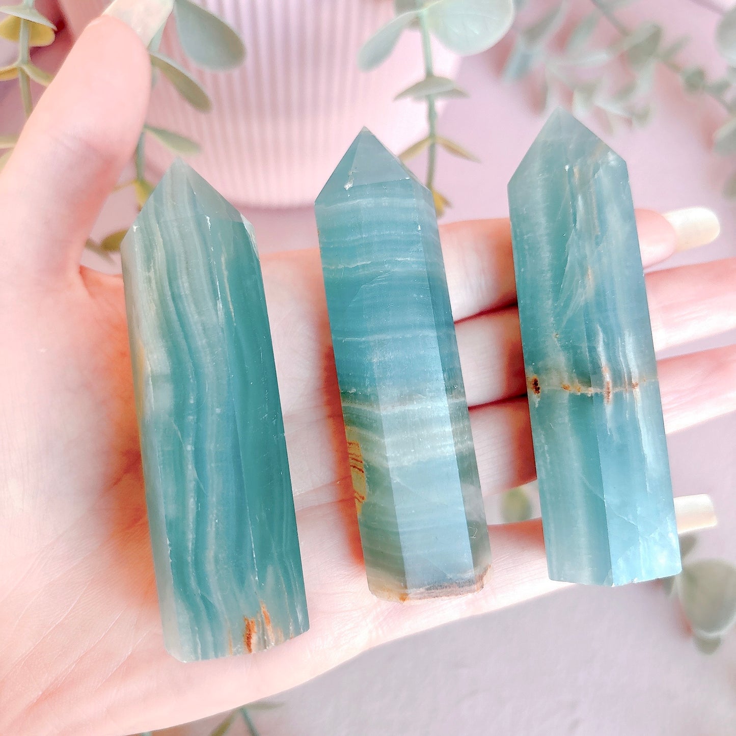 Lemurian Aquatine Calcite (Blue Onyx) Tower