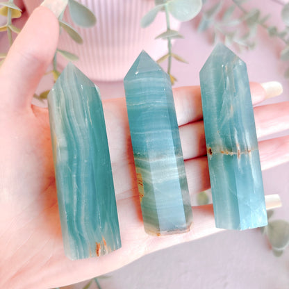 Lemurian Aquatine Calcite (Blue Onyx) Tower