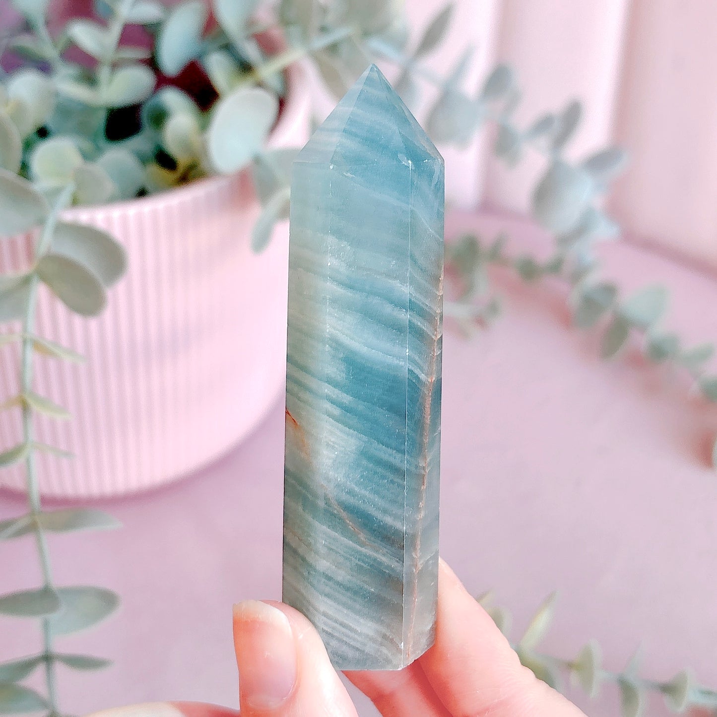 Lemurian Aquatine Calcite (Blue Onyx) Tower