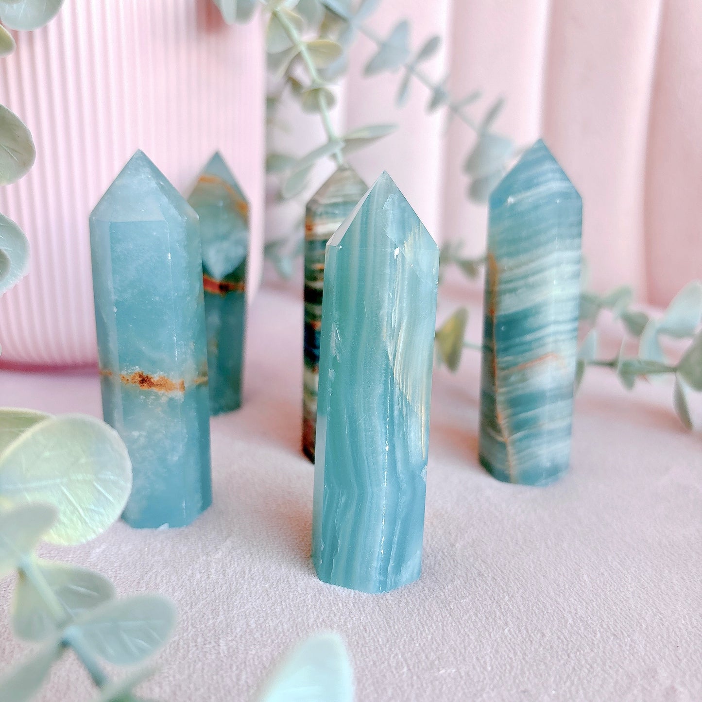 Lemurian Aquatine Calcite (Blue Onyx) Tower