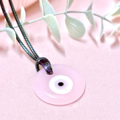 Pink Evil Eye Pendant + Cord