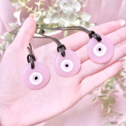 Pink Evil Eye Pendant + Cord