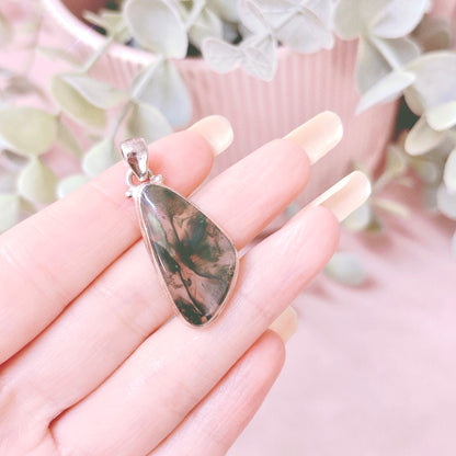 Moss Agate 925 Sterling Silver Pendant