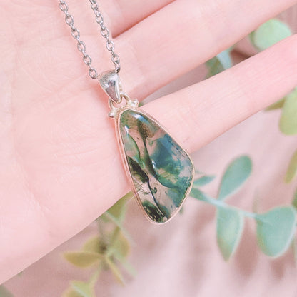 Moss Agate 925 Sterling Silver Pendant